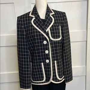 Vintage Yves Saint Laurent Variation Blazer | Black & Ivory Windowpane